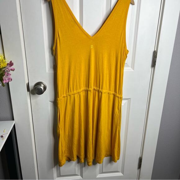 Sweaty Betty Yellow Take It Easy Waist Tie Drawstring Dress Size Small - Picture 7 of 8